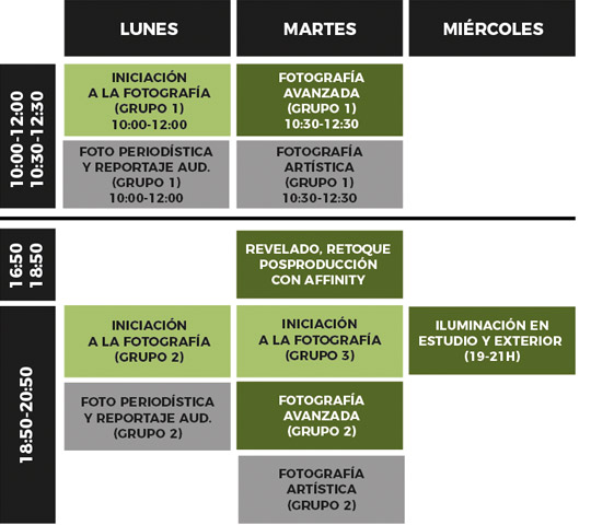 Horarios cursos escuela datecuenta 2025 2026