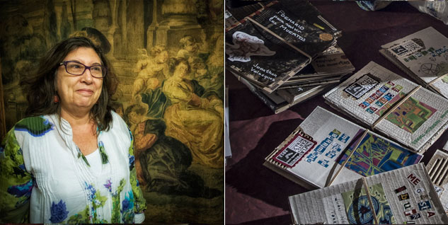 Izquierda: Anna González, orgullosa de la herencia artística que le legó su abuelo. | Derecha: 'Me gusta tu aburrimiento' y 'Poemario para revivir los muertos', editados por La Verónica. | Fotos: JORGE LIZANA