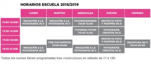 horarios de los cursos de periodismo y fotografía